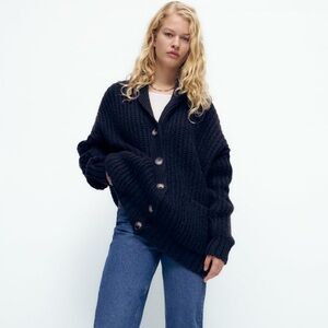 Oversized navy knit sweater